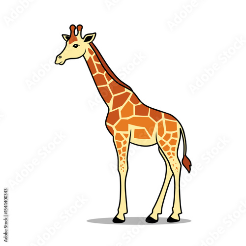 Colorful Vector Illustration of a Standing Giraffe