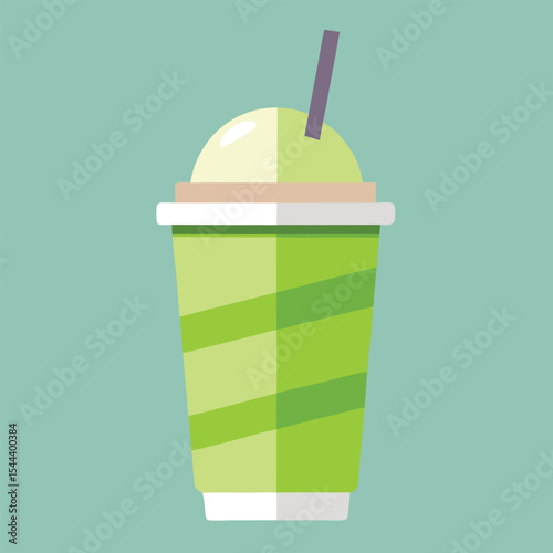 Iced Matcha Latte in Plastic Cup, ice cream icon