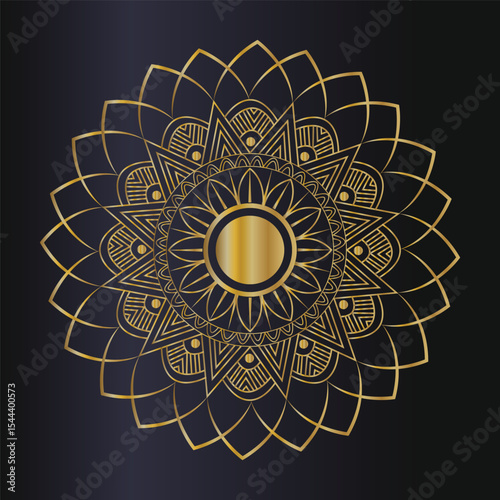 Elegant gold mandala design on dark background