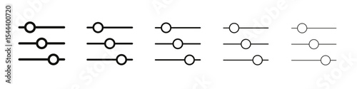 Settings sliders icon vector outline set illustration sign