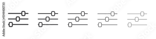 Settings sliders icon vector outline set illustration sign