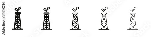 Shale gas rig icon vector outline set illustration sign