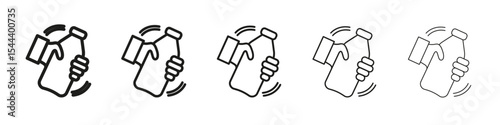 Shake well icon vector outline set illustration sign