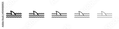 shark fin icon vector outline set illustration sign