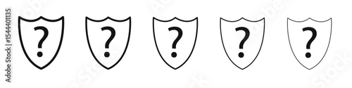 Shield interrogation icon vector outline set illustration sign