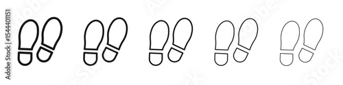 Shoe print icon vector outline set illustration sign