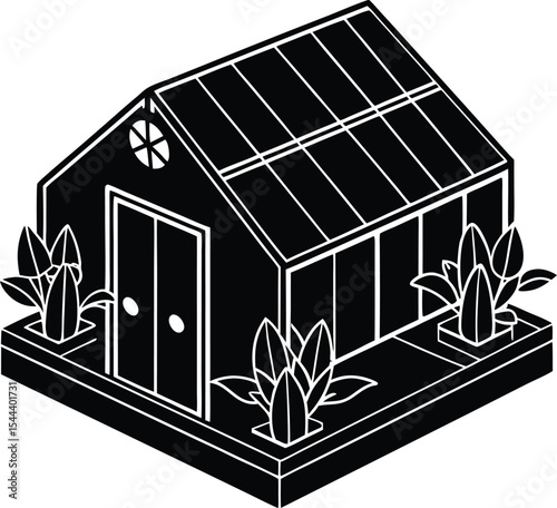 illustration of a house with plants