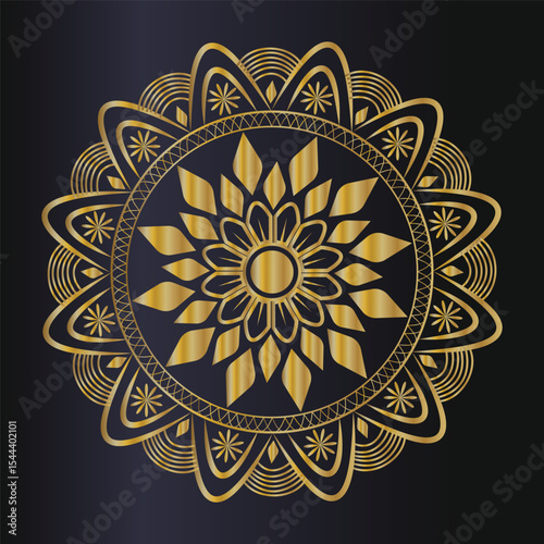 Elegant gold mandala design on dark background