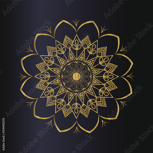 Elegant gold mandala design on dark background