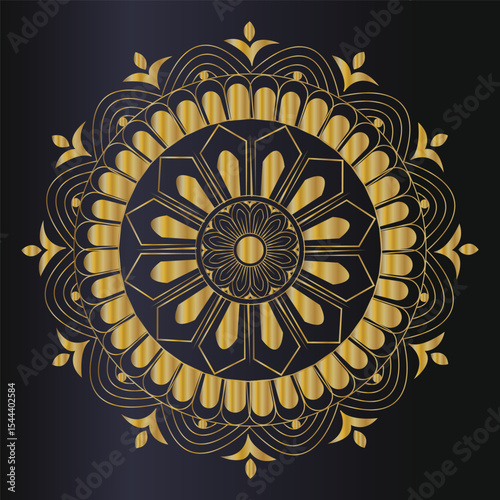 Elegant gold mandala design on dark background