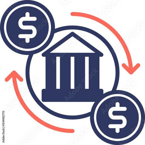 Bank Transfer glyph color icon