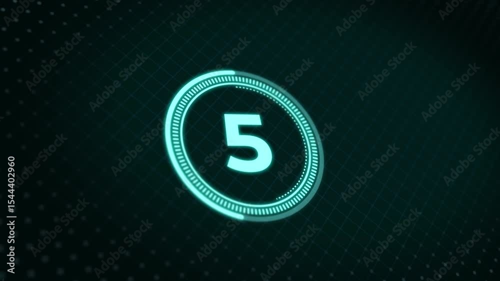 Futuristic hud countdown animation from 10 to 0 second. On modern Hi Tech Futuristic background, 4k Video