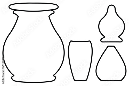 Outlined decorative vessels and containers graphics for diverse creative designs