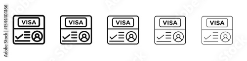 Start up visa icon vector outline set illustration sign
