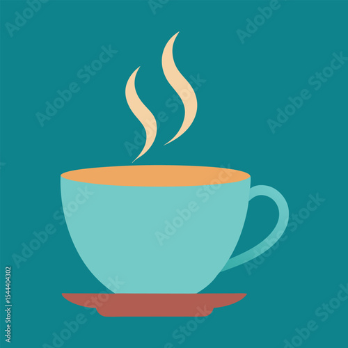Classic Tea Cup with Steam Vector, coffee cup icon