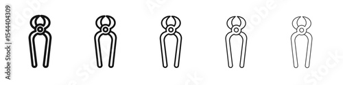Steel nippers tool icon vector outline set illustration sign