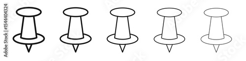 sticky pin icon vector outline set illustration sign