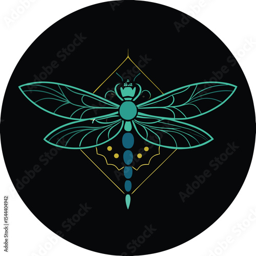 Detailed illustration of a dragonfly centered on white background