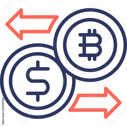 Cryptocurrency Coin line color icon
