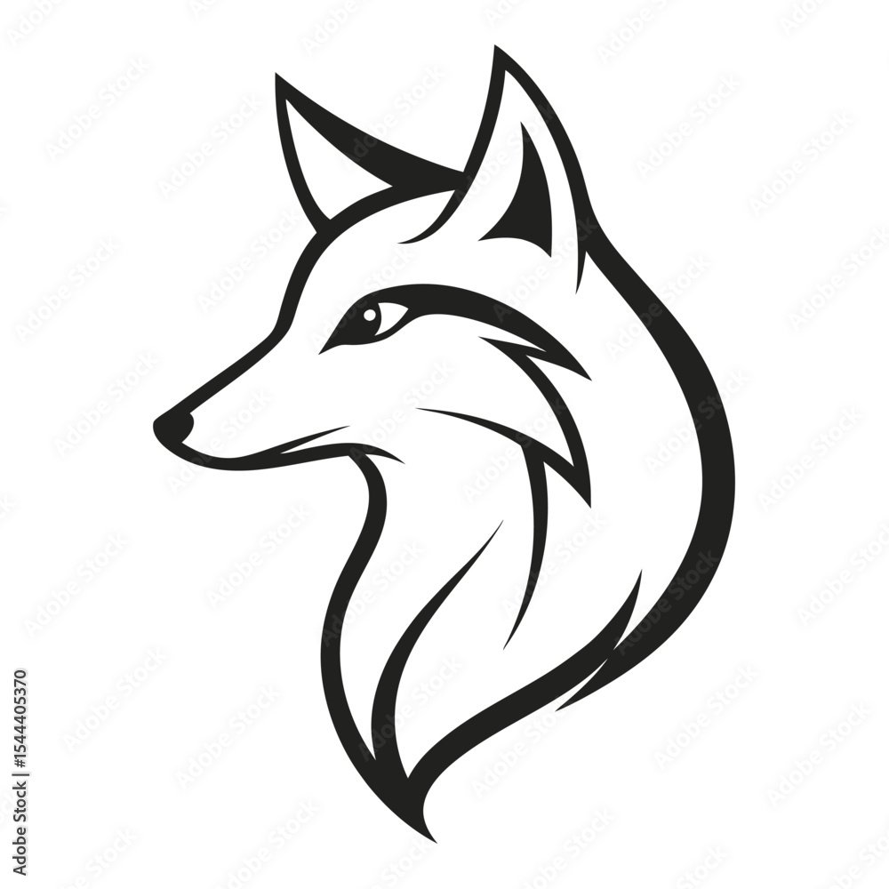 Fototapeta premium Stylized line drawing of a fox head and shoulders for banner or advertisement