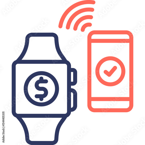 Smartwatch Payment line color icon