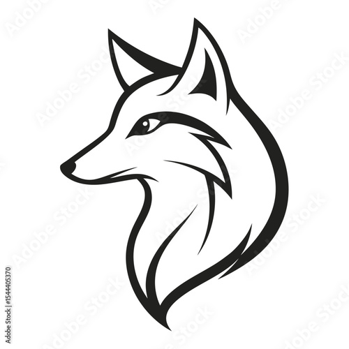 Stylized line drawing of a fox head and shoulders for banner or advertisement