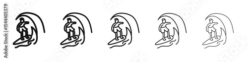 surfing icon vector outline set illustration sign