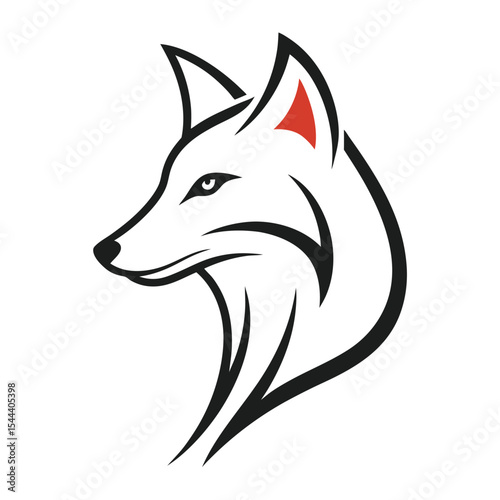 Stylized line drawing of a fox head and shoulders for banner or advertisement