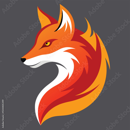 Stylized red fox head and neck portrait for banner or advertisement