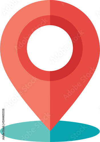 Map‑based location tag UI: pin icon, location name banner, drop shadow with white background.