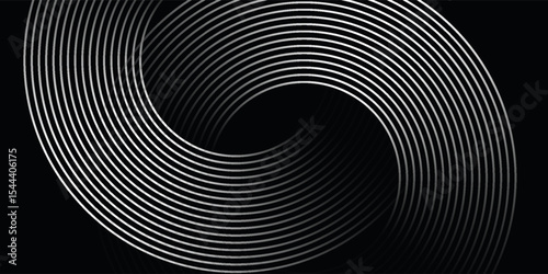 Abstract gold circle lines on dark background. Geometric stripe line art design. Modern luxury template.