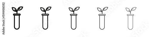 Wallpaper Mural Test tube with plant icon vector outline set illustration sign Torontodigital.ca