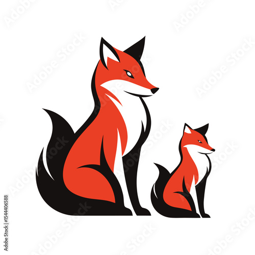 Two stylized fox illustrations minimalist design