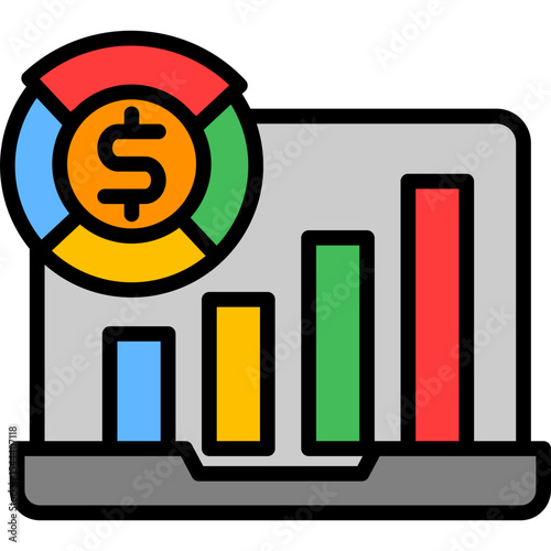 Financial Dashboard lineal color icon