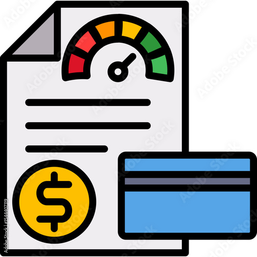 Credit Score Report lineal color icon
