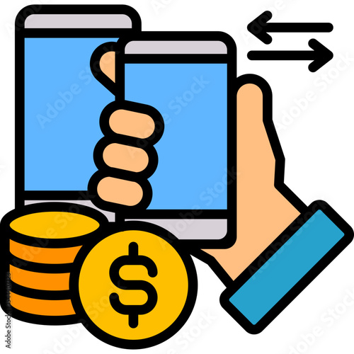 Mobile  Transfer lineal color icon