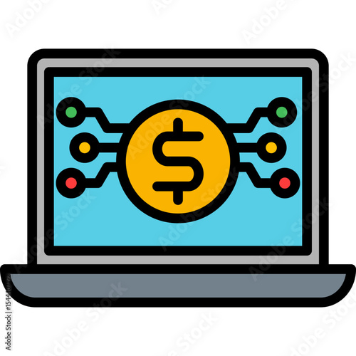 Digital Coin lineal color icon