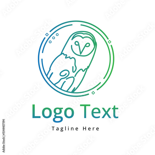Abstract vector Owl logo design featuring a symbolic circle shape, perfect for a company or business concept. Line Art logo.