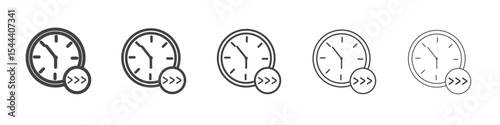 Time forward icon vector outline set illustration sign