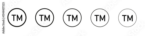 TM trademark icon vector outline set illustration sign