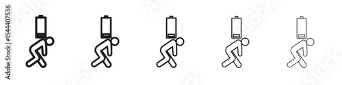 Tired person icon vector outline set illustration sign