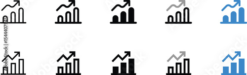 Set of Vector Icons Representing Growing Business Graphs