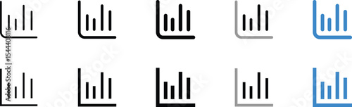 Set of Various Bar Graph Icons in Different Colors