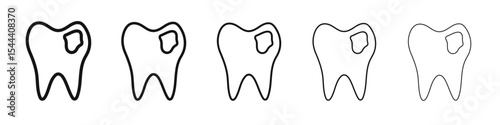 Tooth with caries icon vector outline set illustration sign
