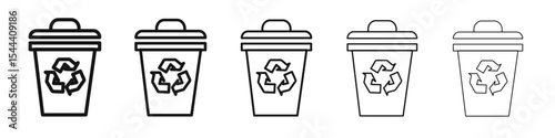Trash Bin icon vector outline set illustration sign
