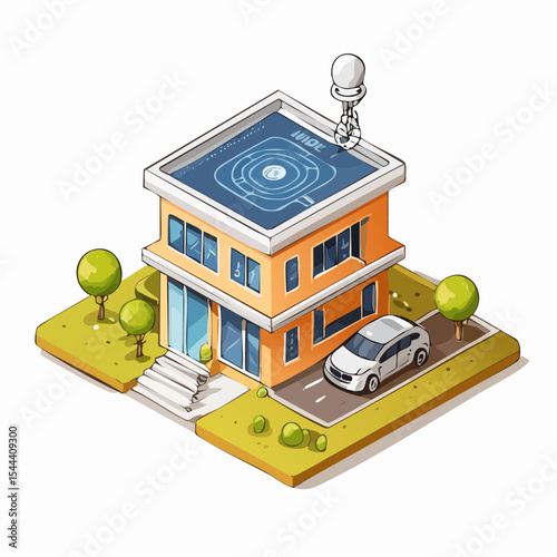 Smart Home Hub Isometric 3D Model of a Modern Connected House with IoT Devices