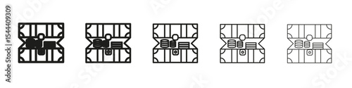treasure chest icon vector outline set illustration sign