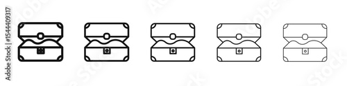 Treasure chest icon vector outline set illustration sign