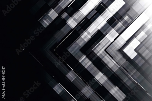 A black and white image of a series of intersecting lines and squares