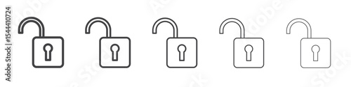 Unlock icon vector outline set illustration sign